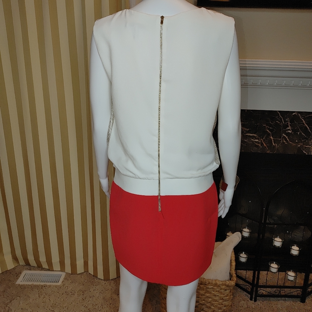 MAJE LAURELINE METALLIC COLORBLOCK DRESS 38/M - Picture 4 of 8